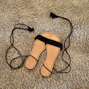 Tan Sandals with Black Straps